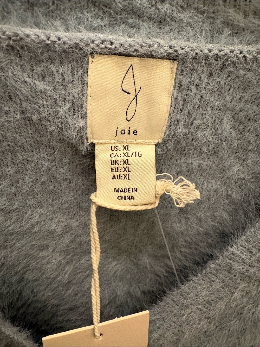 NWT Joie Fuzzy V-Neck Cardigan Sweater Blue Gold Buttons Women’s Size XL - Picture 9 of 10
